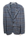 L.B.M 1911 Blue & Brown Wool Blend Plaid Notch Lapel 2 Button Men's Blazer 48