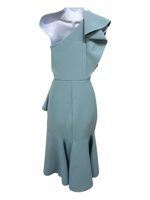Elie Saab Eggshell Blue Polyester One Shoulder Ruffle Detail Split Front Dress Eggshell Blue
