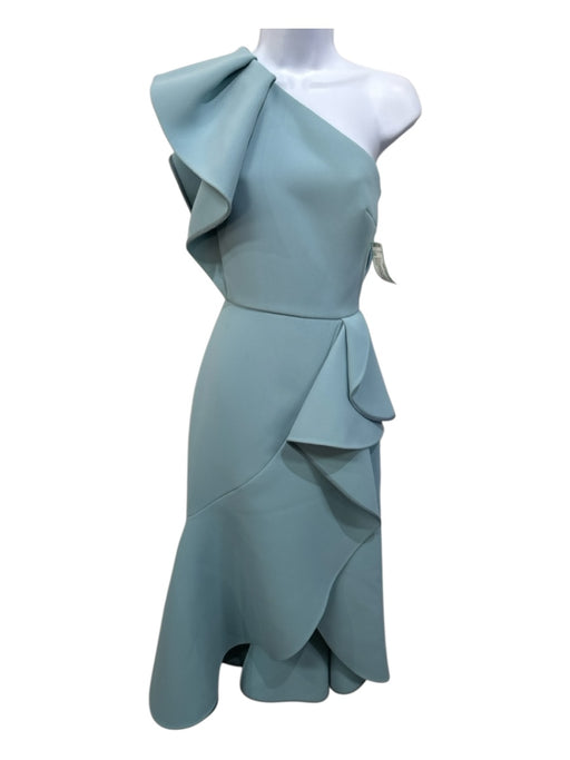 Elie Saab Eggshell Blue Polyester One Shoulder Ruffle Detail Split Front Dress Eggshell Blue