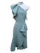 Elie Saab Eggshell Blue Polyester One Shoulder Ruffle Detail Split Front Dress Eggshell Blue