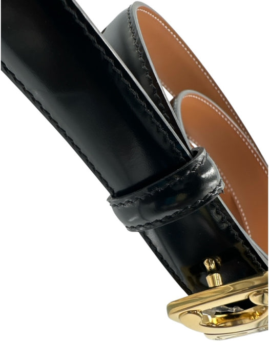 Celine Brown & Black Leather Triomphe Buckle Reversible Belts Brown & Black / 75 / S