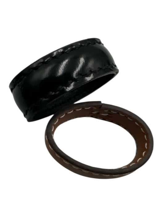 Celine Brown & Black Leather Triomphe Buckle Reversible Belts Brown & Black / 75 / S