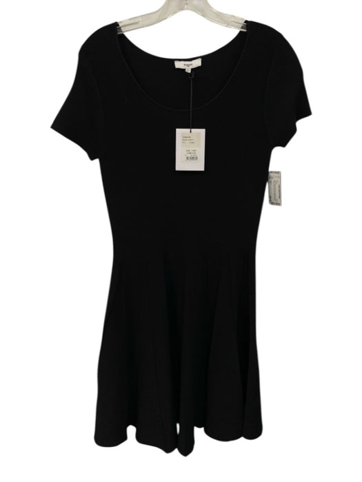 Suncoo Size T1 Black Viscose & Polyamide Short Sleeve Knit Flare Skirt Dress Black / T1
