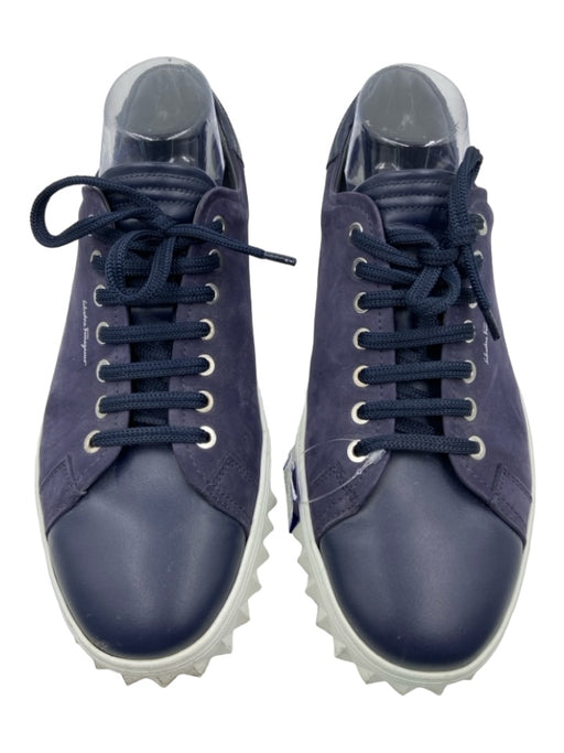 Salvatore Ferragamo Shoe Size 8 Navy & White Suede Low Top Men's Shoes 8