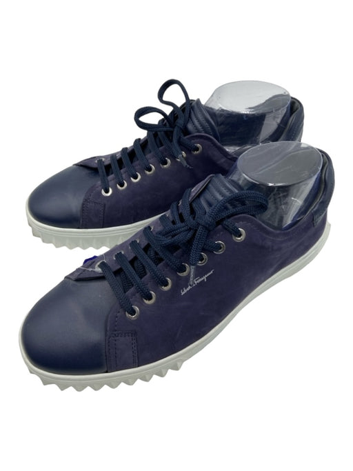 Salvatore Ferragamo Shoe Size 8 Navy & White Suede Low Top Men's Shoes 8