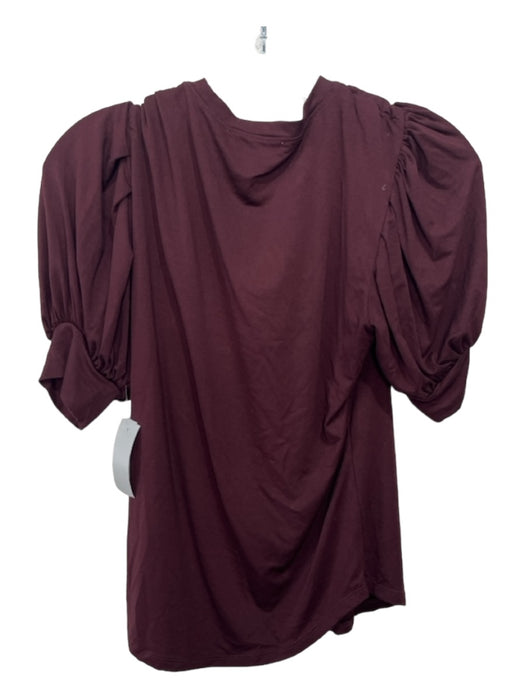 Frame Size XS Maroon Red Cotton Round Neck Puff 1/2 Sleeve Top Maroon Red / XS