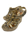 Jimmy Choo Shoe Size 38 Beige & Gray Leather Snake Strappy Zipper Wedges Beige & Gray / 38