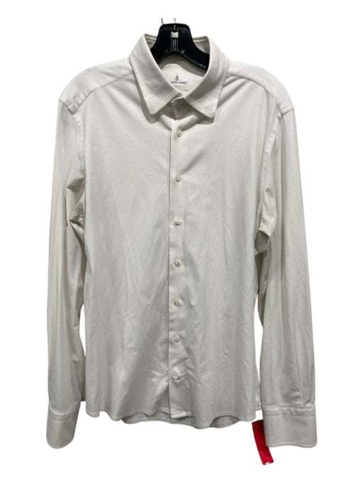 Emanuel Berg Size Est M White Cotton Blend Solid Button Down Long Sleeve Shirt Est M