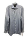 Zegna Size L Light blue Cotton Solid Button Down Men's Long Sleeve Shirt L