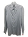 Zegna Size L White & Blue Cotton Blend Micro Button Down Men's Long Sleeve Shirt L