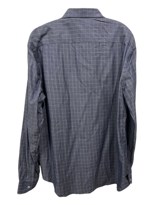 Armani Size XL Gray & White Cotton Grid Button Down Men's Long Sleeve Shirt XL