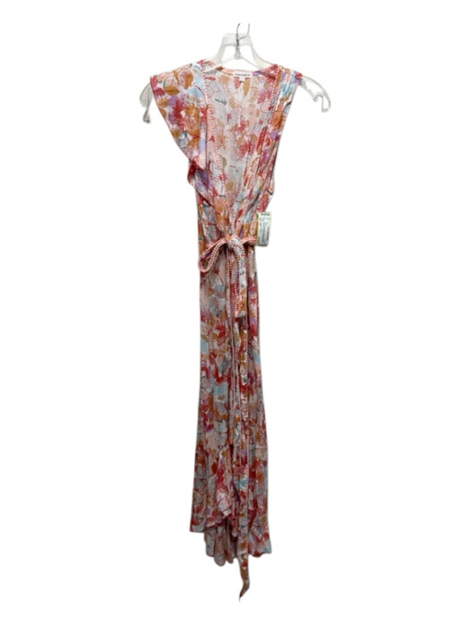 Poupette St. Barth Size XS Red, Orange, Blue Viscose Sleeveless Midi Dress Red, Orange, Blue / XS