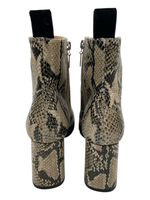 Schutz Shoe Size 7.5 Taupe & Black Leather Upper Side Zip Snake Ankle Boots Taupe & Black / 7.5