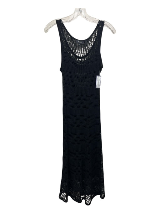 Theory Size S Black Cotton Blend Knit Overlay Sleeveless Open Knit Dress Black / S