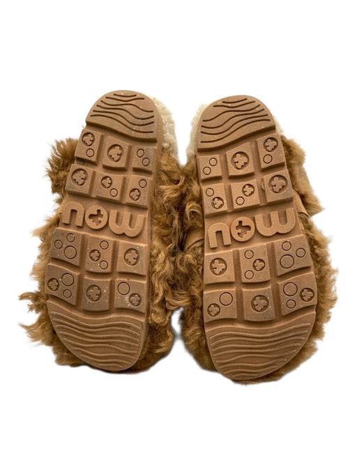 Mou Shoe Size 7/8 Brown & Beige Pony Hair Slip On Buckle Detail Slippers Brown & Beige / 7/8