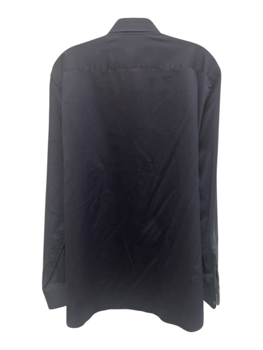Ermenegildo Zegna Size M Navy Blue Cotton Solid Button Down Long Sleeve Shirt Navy Blue / M
