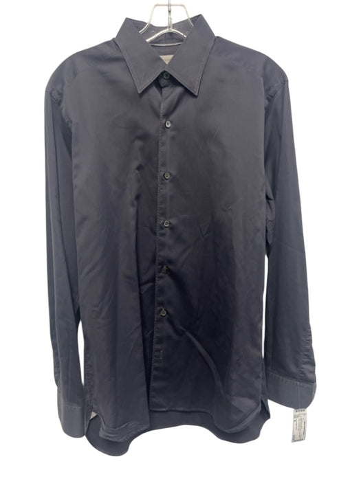 Ermenegildo Zegna AS IS Size M Navy Blue Cotton Solid Men's Long Sleeve Shirt Navy Blue / M