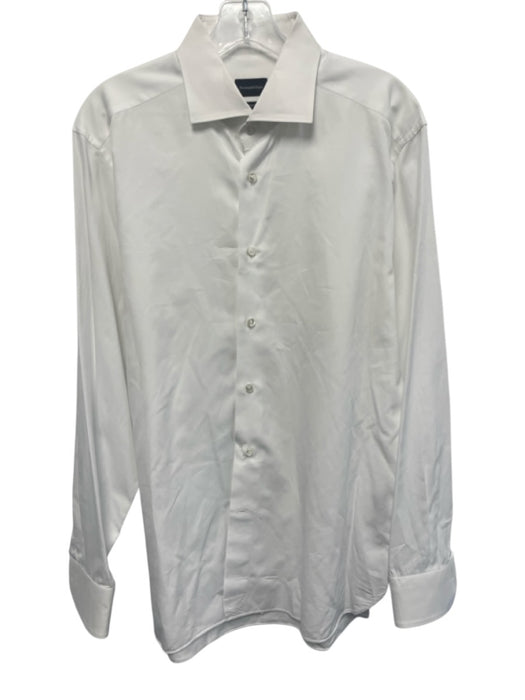 Ermenegildo Zegna Size 17 White Cotton Solid Button Down Men's Long Sleeve Shirt White / 17
