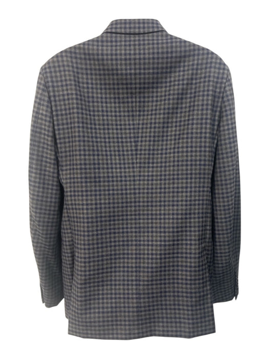 Ermenegildo Zegna Blue & Gray Wool Plaid 2 Button Men's Blazer Blue & Gray / 52R