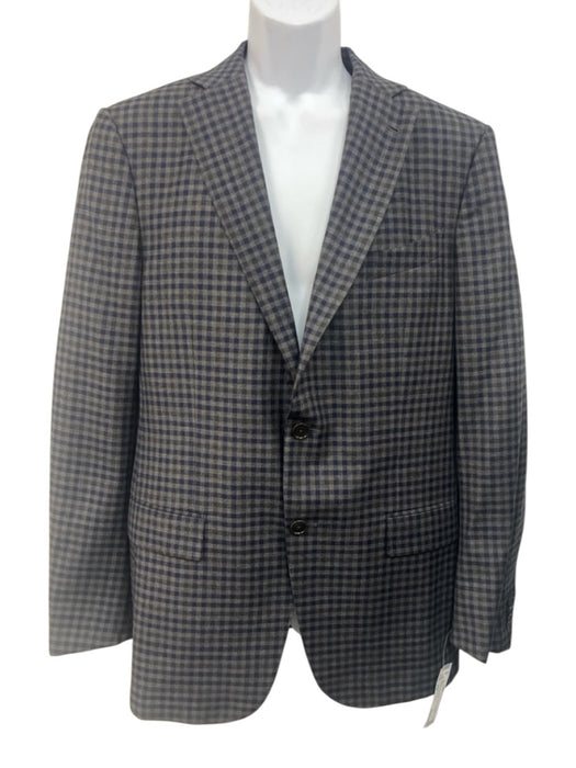 Ermenegildo Zegna Blue & Gray Wool Plaid 2 Button Men's Blazer Blue & Gray / 52R