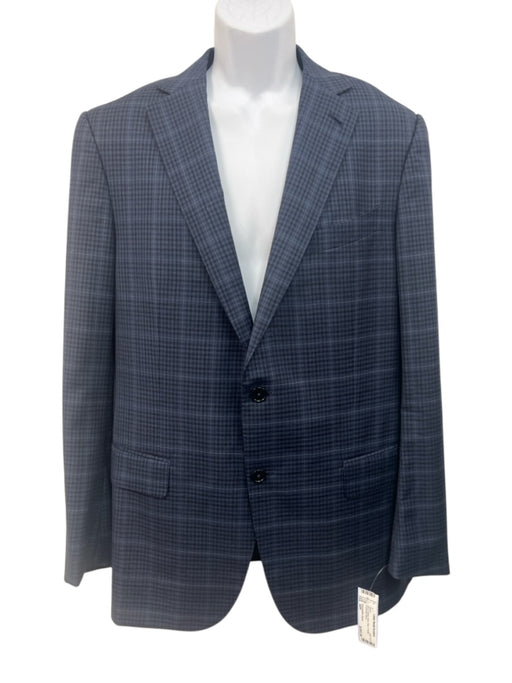 Ermenegildo Zegna Blue & Black Wool Plaid 2 Button Men's Blazer Blue & Black / 52R