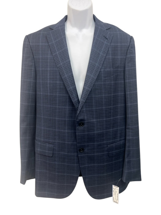 Ermenegildo Zegna Blue & Black Wool Plaid 2 Button Men's Blazer Blue & Black / 52R