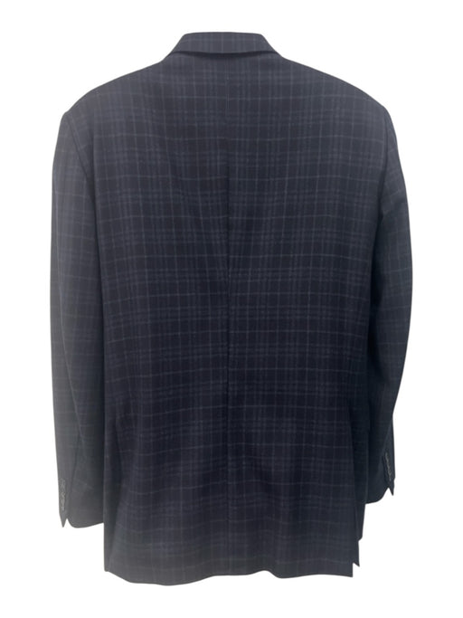 Ermenegildo Zegna Navy Blue Wool Plaid 2 Button Men's Blazer Navy Blue / 52R