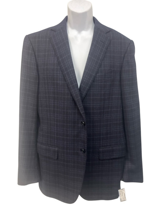 Ermenegildo Zegna Navy Blue Wool Plaid 2 Button Men's Blazer Navy Blue / 52R