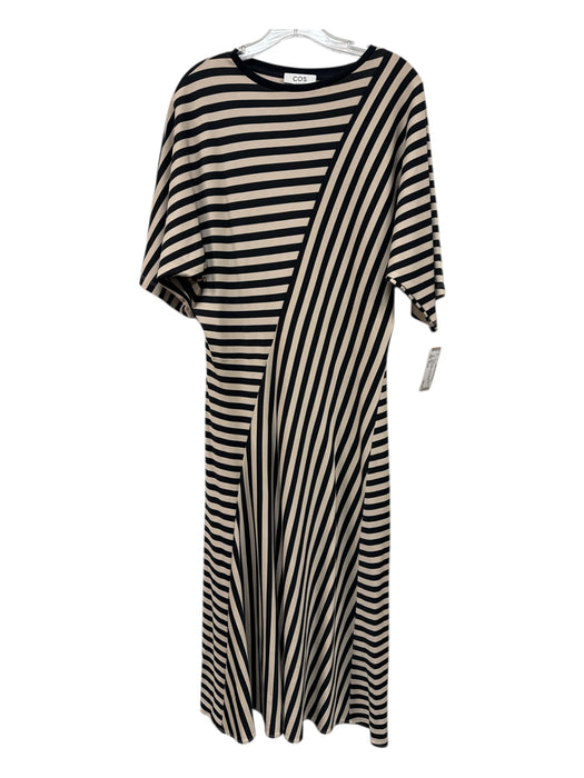 COS Size Small Cream & Black Cotton Dolman Short Sleev Striped Maxi Dress Cream & Black / Small
