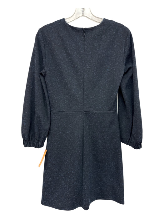 Tibi Size 4 Blue & Black Polymide Blend Ruched Front Long Sleeve Speckled Dress Blue & Black / 4