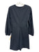 Tibi Size 4 Blue & Black Polymide Blend Ruched Front Long Sleeve Speckled Dress Blue & Black / 4