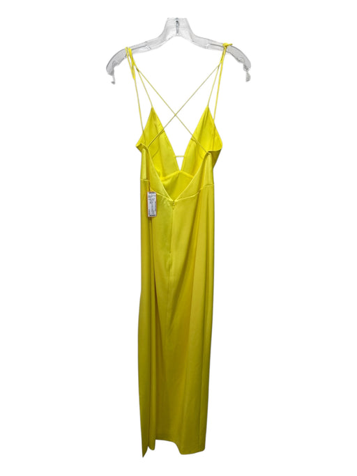 Alice + Olivia Size 2 Yellow Triacetate Spaghetti Strap Tie Back Side Slit Dress Yellow / 2