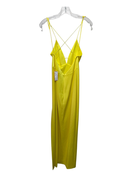 Alice + Olivia Size 2 Yellow Triacetate Spaghetti Strap Tie Back Side Slit Dress Yellow / 2
