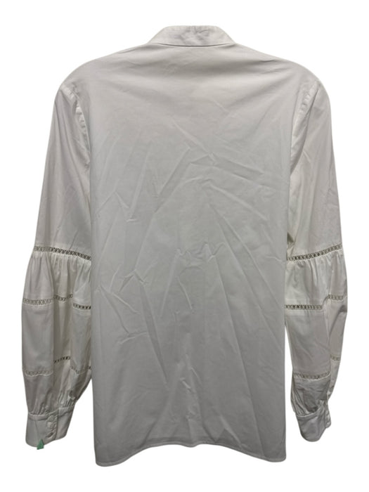 Pearl by Lela Rose Size 2 White Cotton Blend Long puff sleeve Half Button Top White / 2