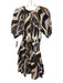 Willa Story Size S White, Brown & Black Cotton Abstract Print V Neck Dress White, Brown & Black / S