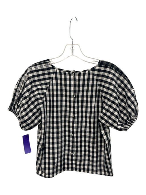 Joie Size S Black & White Cotton Short Puff Sleeve Gingham Short Set Black & White / S