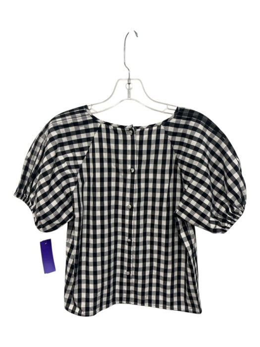 Joie Size S Black & White Cotton Short Puff Sleeve Gingham Short Set Black & White / S