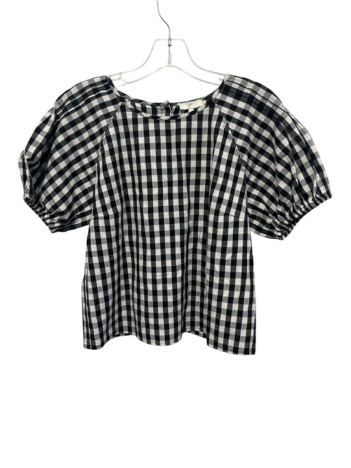 Joie Size S Black & White Cotton Short Puff Sleeve Gingham Short Set Black & White / S