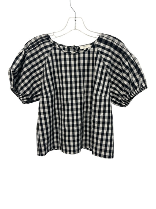 Joie Size S Black & White Cotton Short Puff Sleeve Gingham Short Set Black & White / S