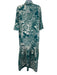 La Double J Size XS Teal Blue & White Cotton 1/2 Sleeve Garden Print Dress Teal Blue & White / XS