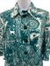 La Double J Size XS Teal Blue & White Cotton 1/2 Sleeve Garden Print Dress Teal Blue & White / XS
