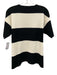 Milly Size S Black & Cream White Viscose Blend Knit Striped Short Sleeve Top Black & Cream White / S