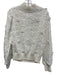 Badgley Mischka Size S White Polyester Floral Lace Overlay Ribbed Hem Sweater White / S