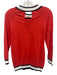Minnie Rose Size S Red, Navy Blue & White Cotton Knit Ribbed Hem Sweater Red, Navy Blue & White / S