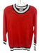 Minnie Rose Size S Red, Navy Blue & White Cotton Knit Ribbed Hem Sweater Red, Navy Blue & White / S
