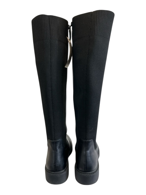 Andre Assous Shoe Size 8.5 Black Leather & Textile Knee High Side Zip Boots Black / 8.5