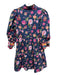 Emily Lovelock Size 2/4 Blue & Pink Print Cotton Floral V Neck Tiered Dress Blue & Pink Print / 2/4