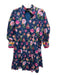 Emily Lovelock Size 2/4 Blue & Pink Print Cotton Floral V Neck Tiered Dress Blue & Pink Print / 2/4