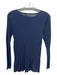 Ann Mashburn Size S Navy Blue Cotton Ribbed Long Sleeve Boat Neck Top Navy Blue / S