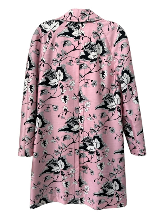 Diane Von Furstenberg Size 2 Pink & Black Wool Blend Floral Button Up Coat Pink & Black / 2